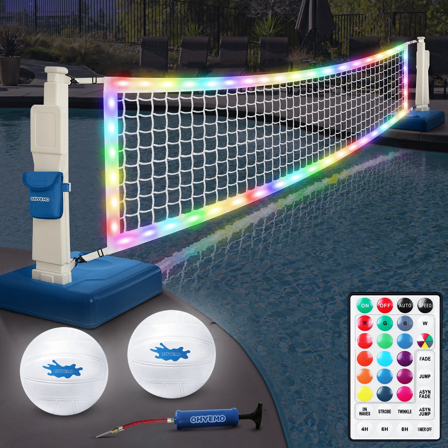 OHYEMO LED Pool Volleyball Net Set