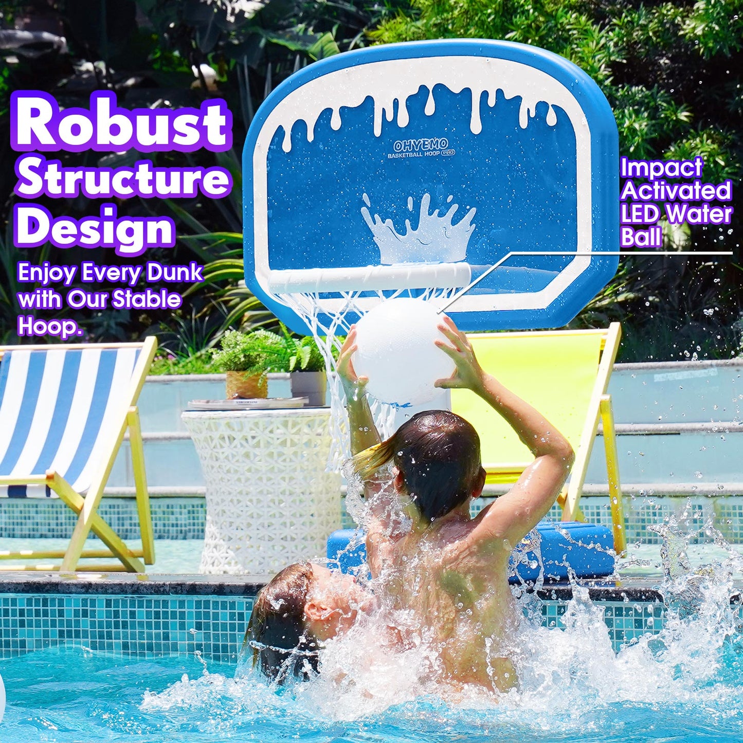 OHYEMO 2-in-1 LED Pool Volleyball & Basketball Game Set
