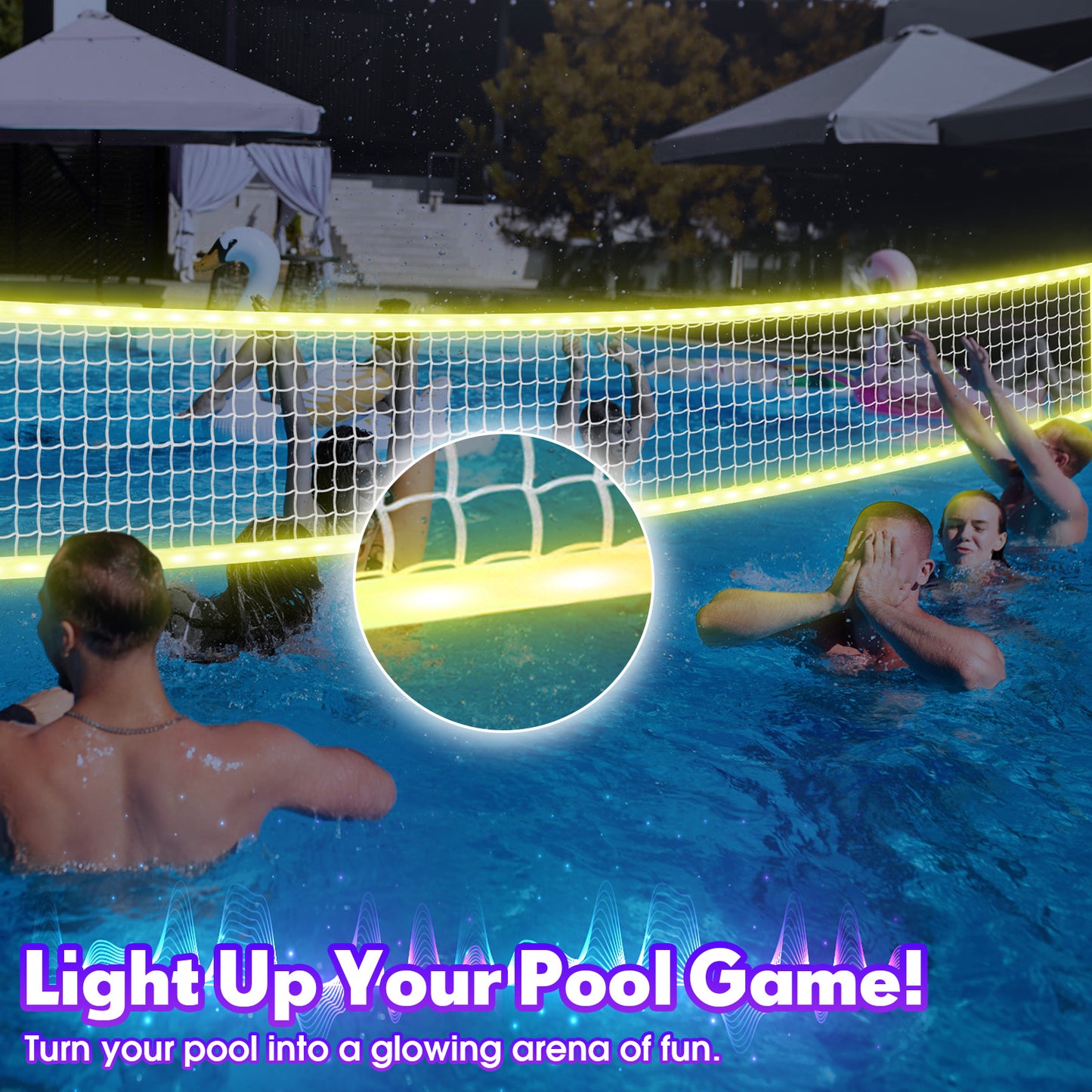 OHYEMO LED Pool Volleyball Net Set