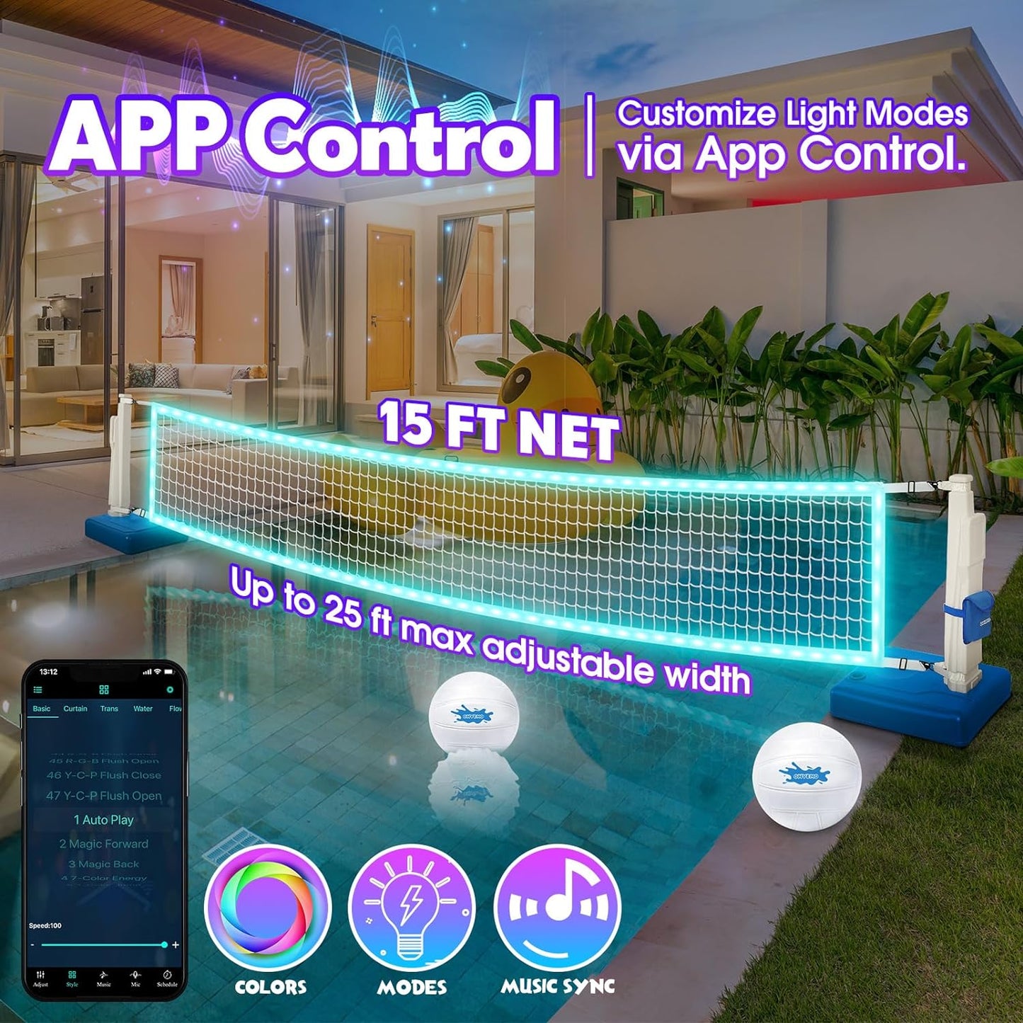 OHYEMO LED Pool Volleyball Net Set