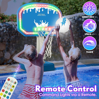 OHYEMO 2-in-1 LED Pool Volleyball & Basketball Game Set